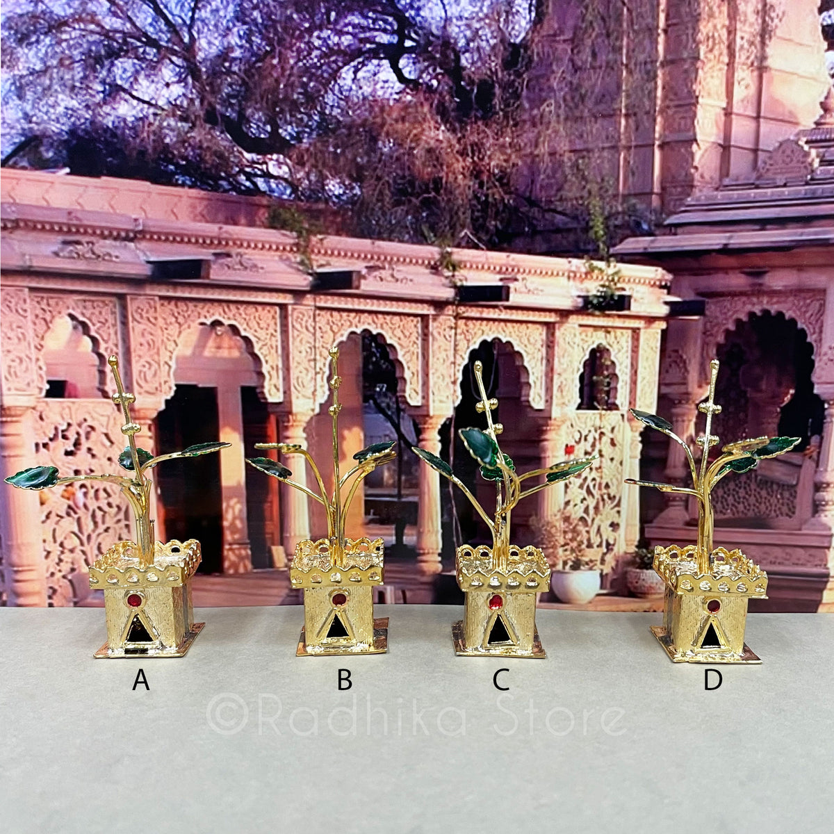 Gold Plated Silver - Tulsi Plant Replica for Altar