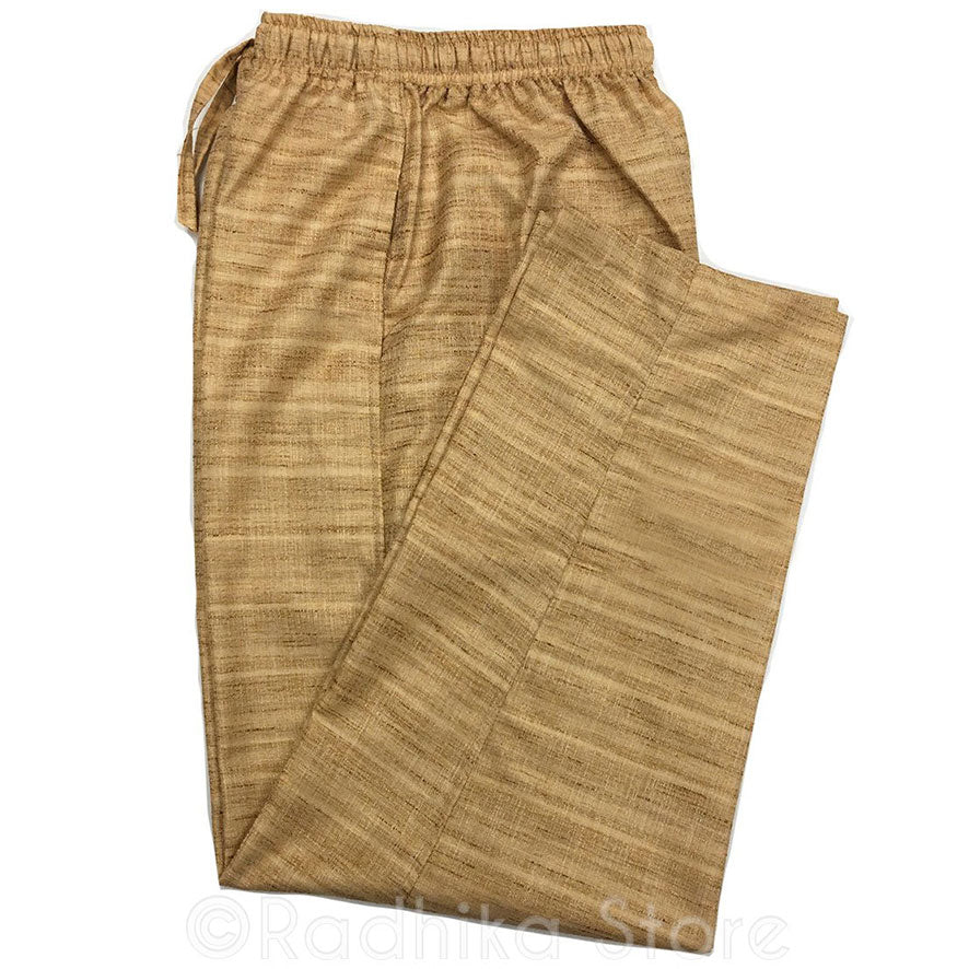Mens Jute Yogi Pants  - Polished Golden/Beige Color - S, M, L, Xl