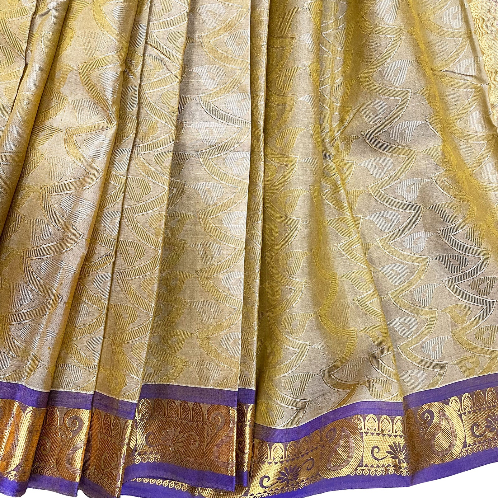 Golden Hearts  Deep Purple and Gold Jari  - High Quality Silk Saree