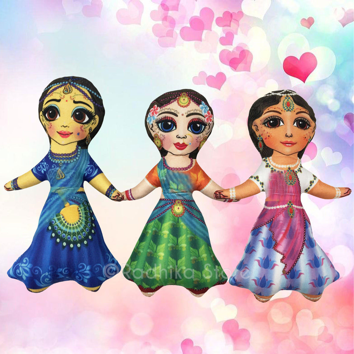 Set of Three Gopis-  Right Wing - Transcendental Dolls