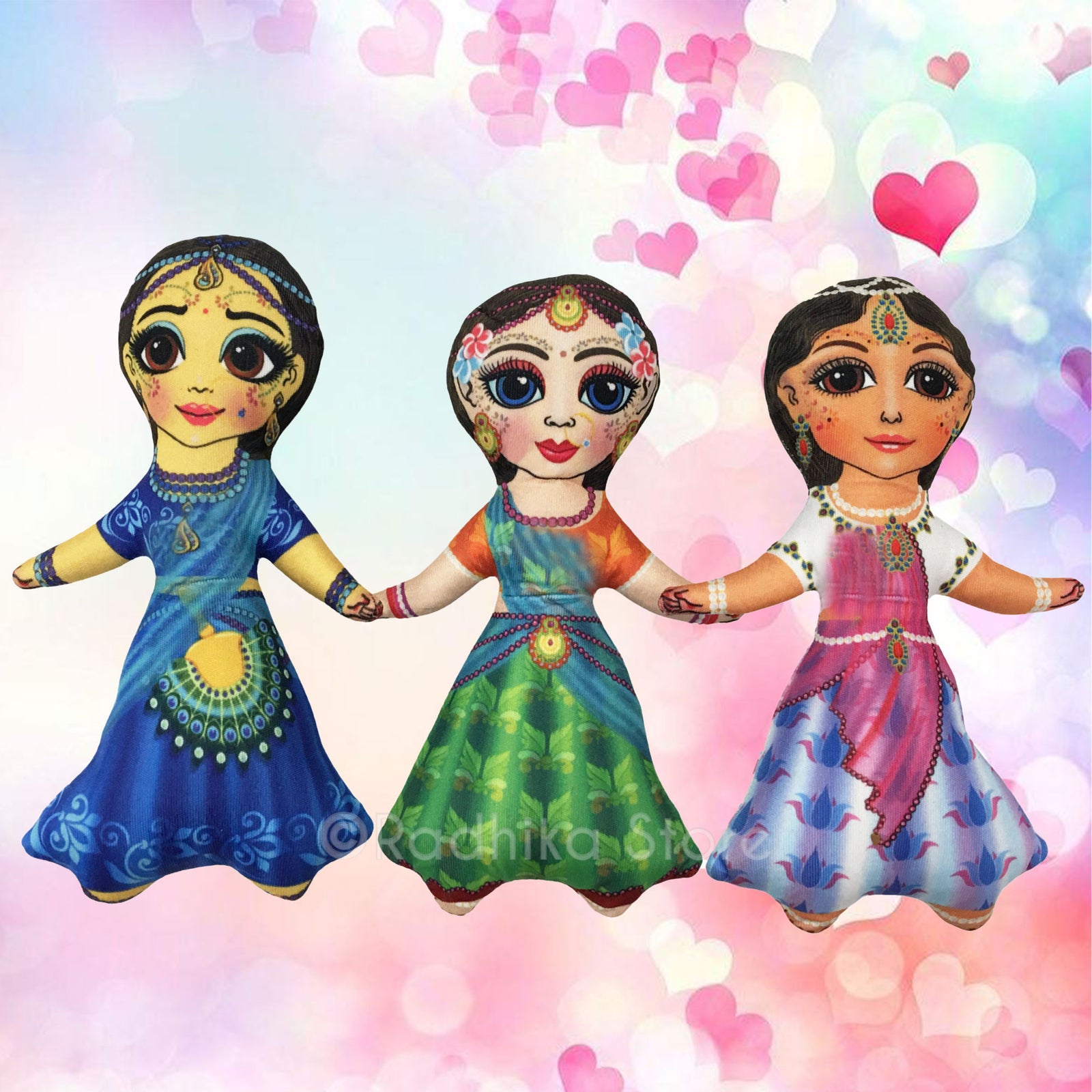 Set of Three Gopis-  Right Wing - Transcendental Dolls