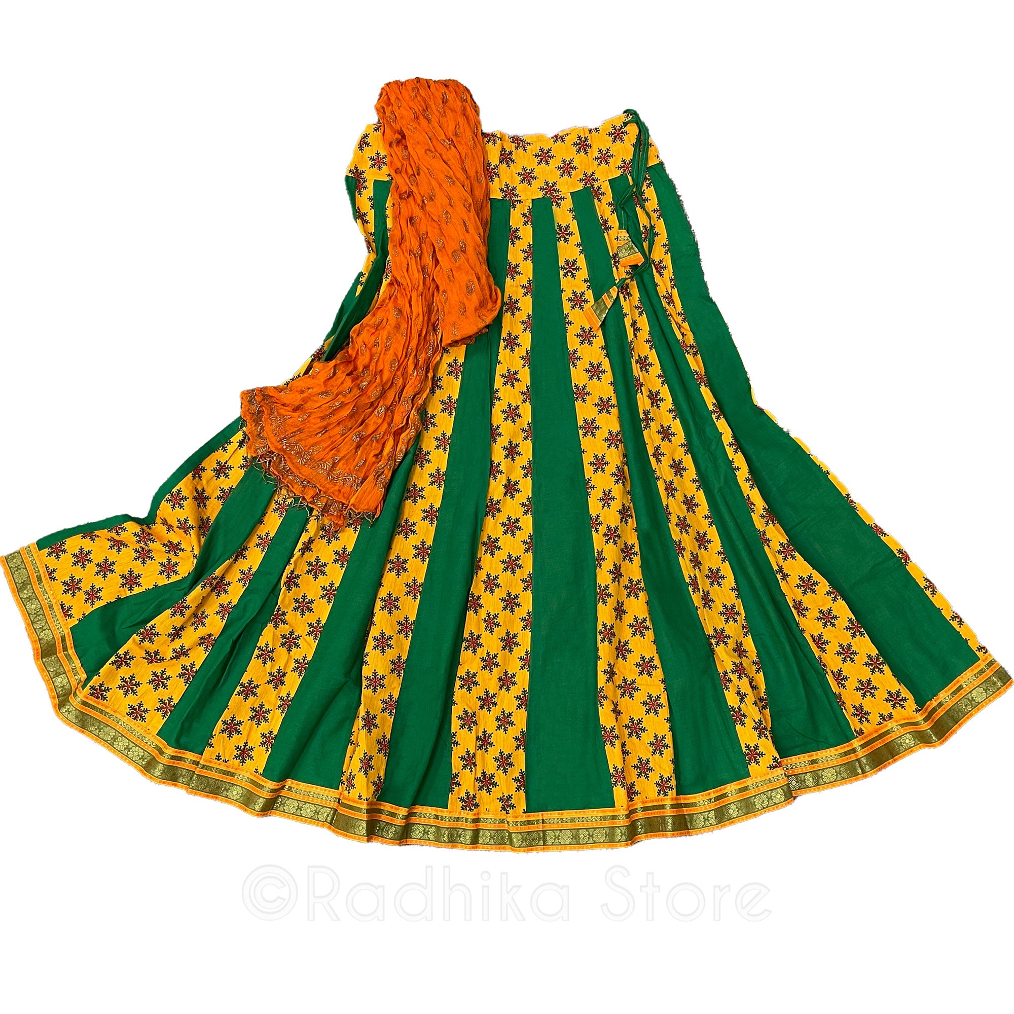 Govardhana Puja Festival - Cotton - Gopi Skirt - Chiffon Chadar - Large
