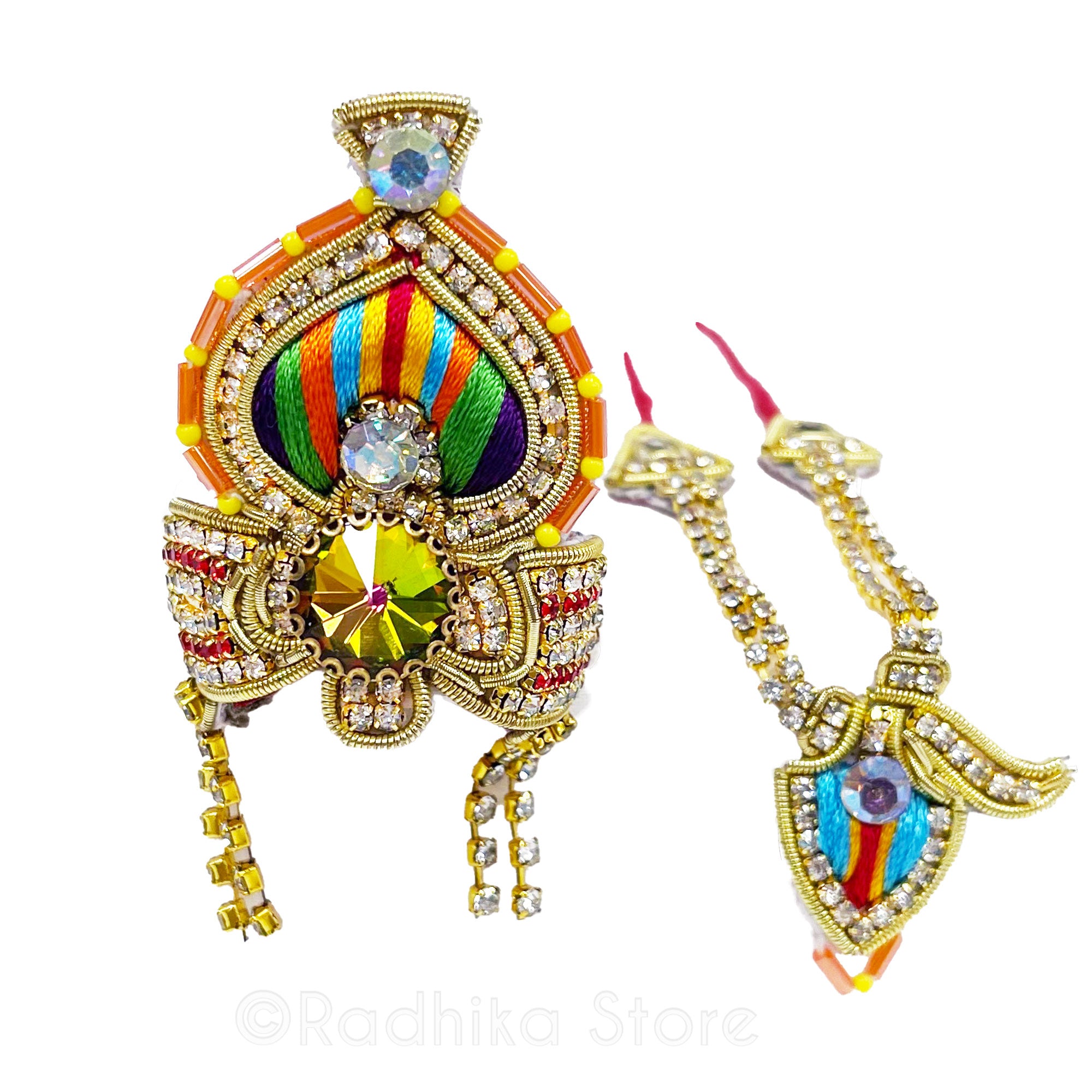 Govardhan Rainbow - Deity Crown and Necklace Set