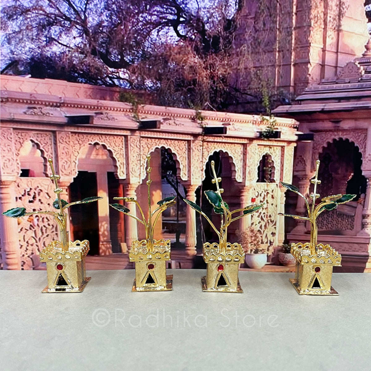 Gold Plated Silver - Tulsi Plant Replica for Altar