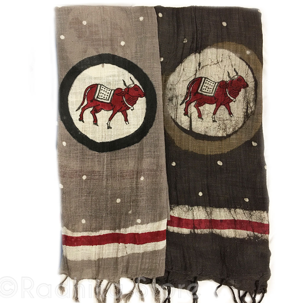 Tie Dye Chadar - Vrindavan Cows Logo - Vrindavan Dust or Brown Cow