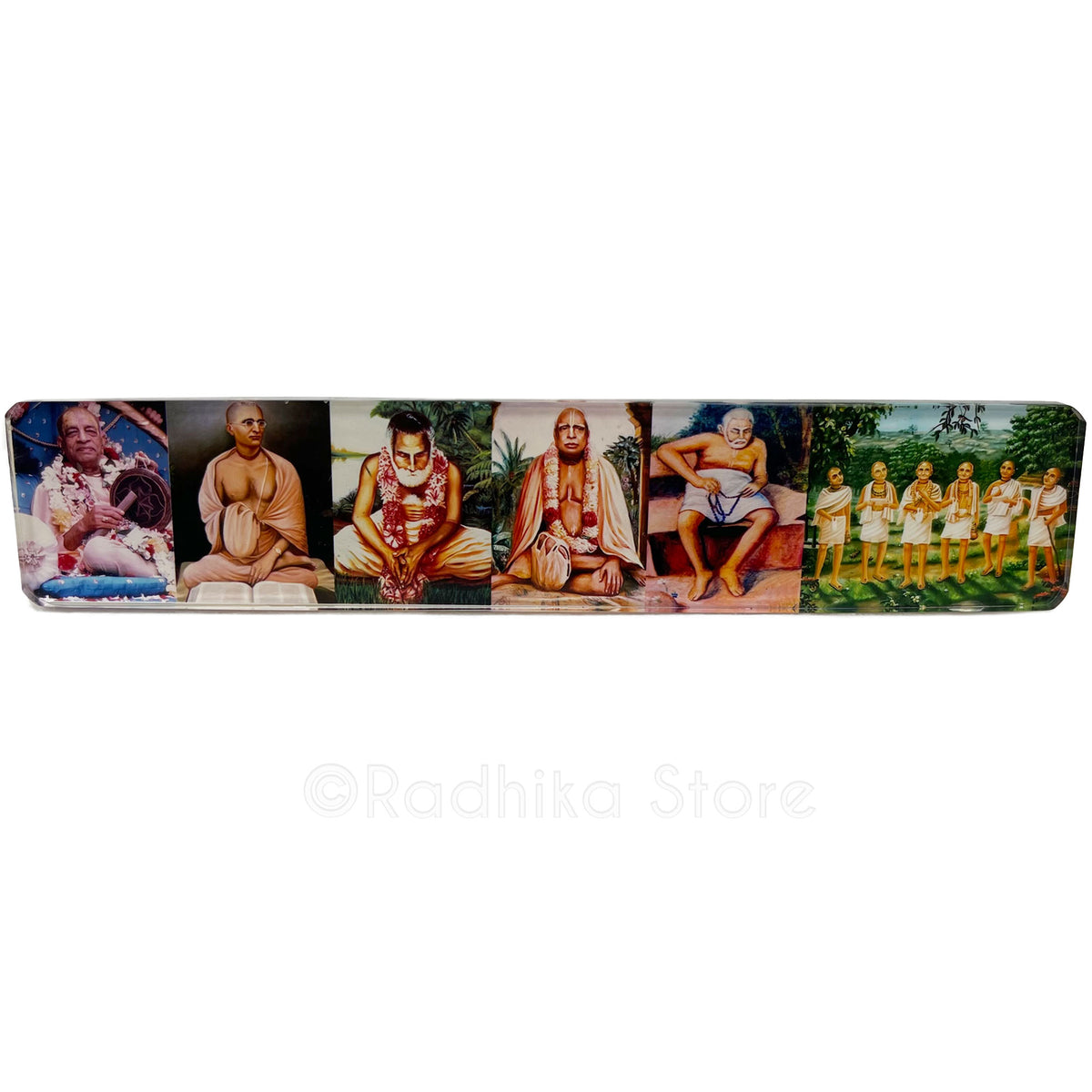 Guru Parampara With Six Goswamis Acrylic Picture With Back Stand 8.5 Inches Long