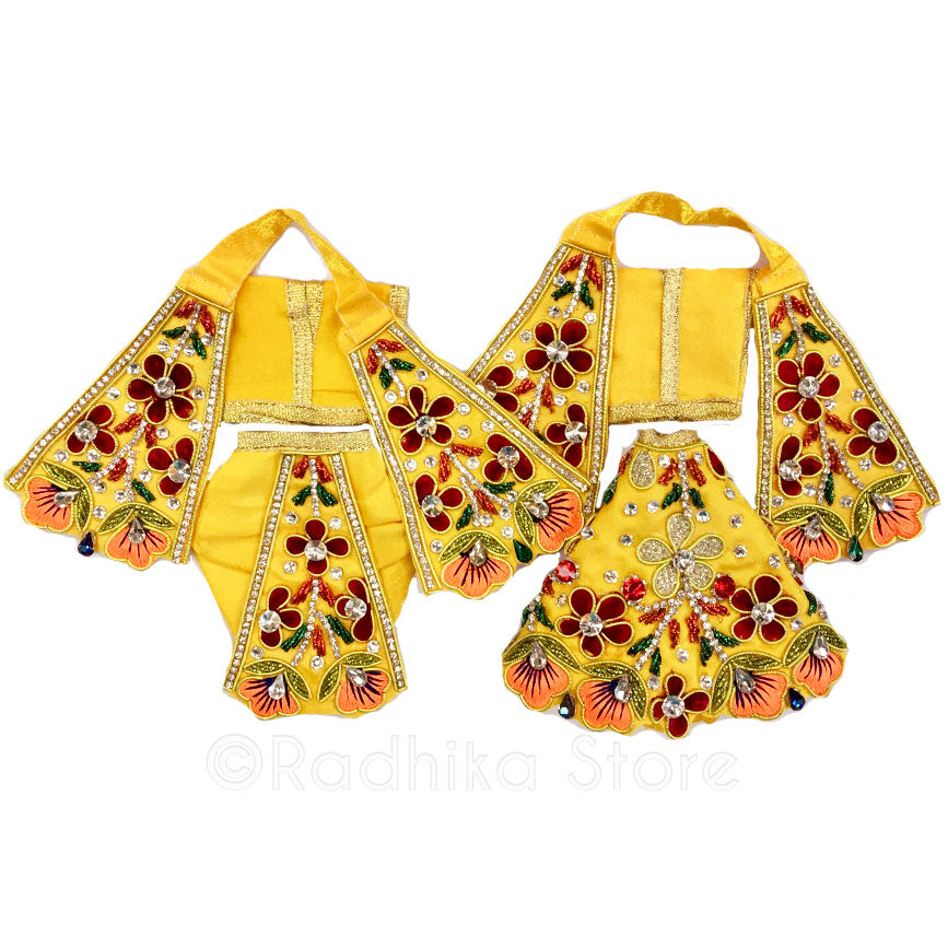 Blissful Garden  Marigold Yellow - Radha Krishna Deity Outfit