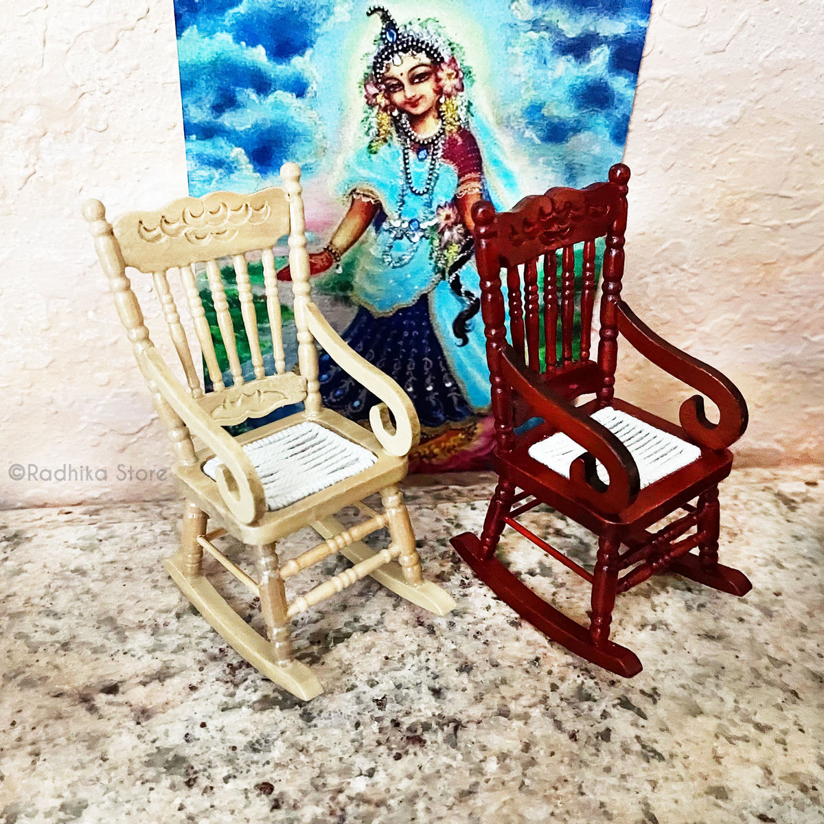 Miniature Tall Back  Rocking Chair For Srila Prabhupada- Choose Finish