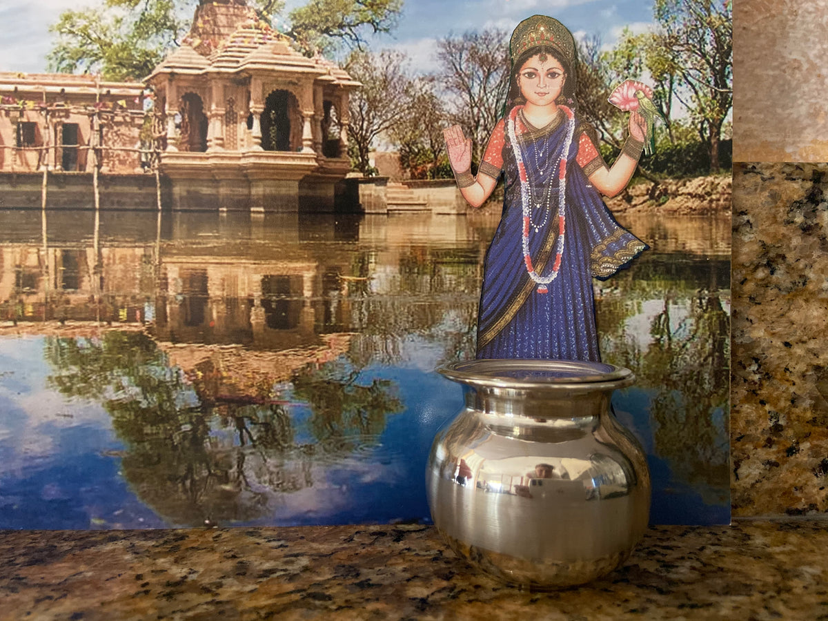 Miniature Silver Deity Pots- With Stripe