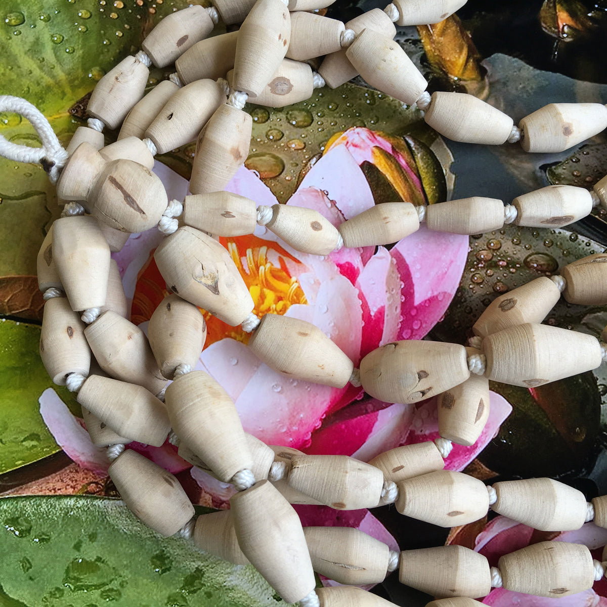 Extra Large Mridanga Shaped Pure Tulsi Japa Japa Beads - Hang 56&quot; Inches Long