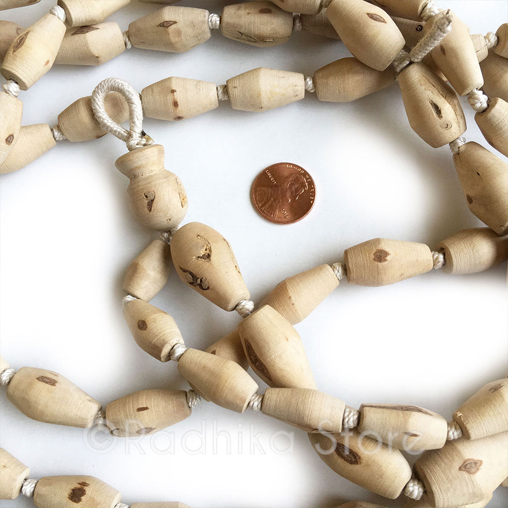 Extra Large Mridanga Shaped Pure Tulsi Japa Japa Beads - Hang 56&quot; Inches Long