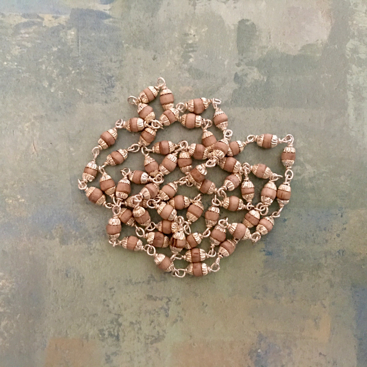 Silver Tulsi Necklace With Fancy End Caps