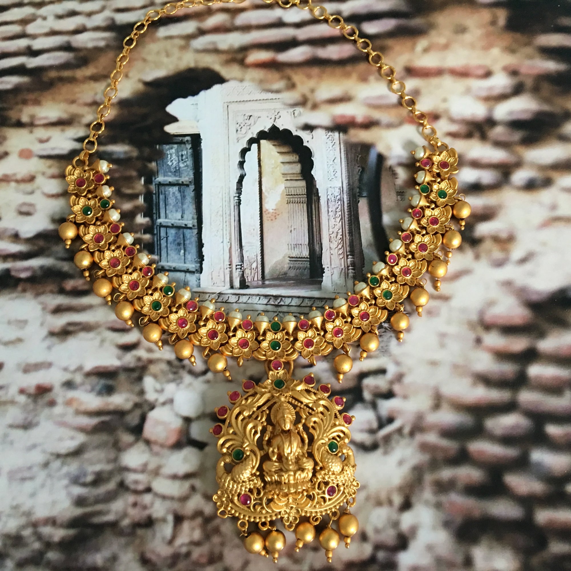 Sri Lakshmi Flower Pearl Necklace