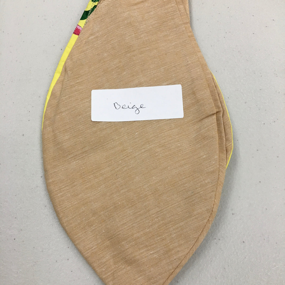 Sri Radha Sanskrit - Hand Painted -Blue Outer Circle- Jute - Beige Bead Bags