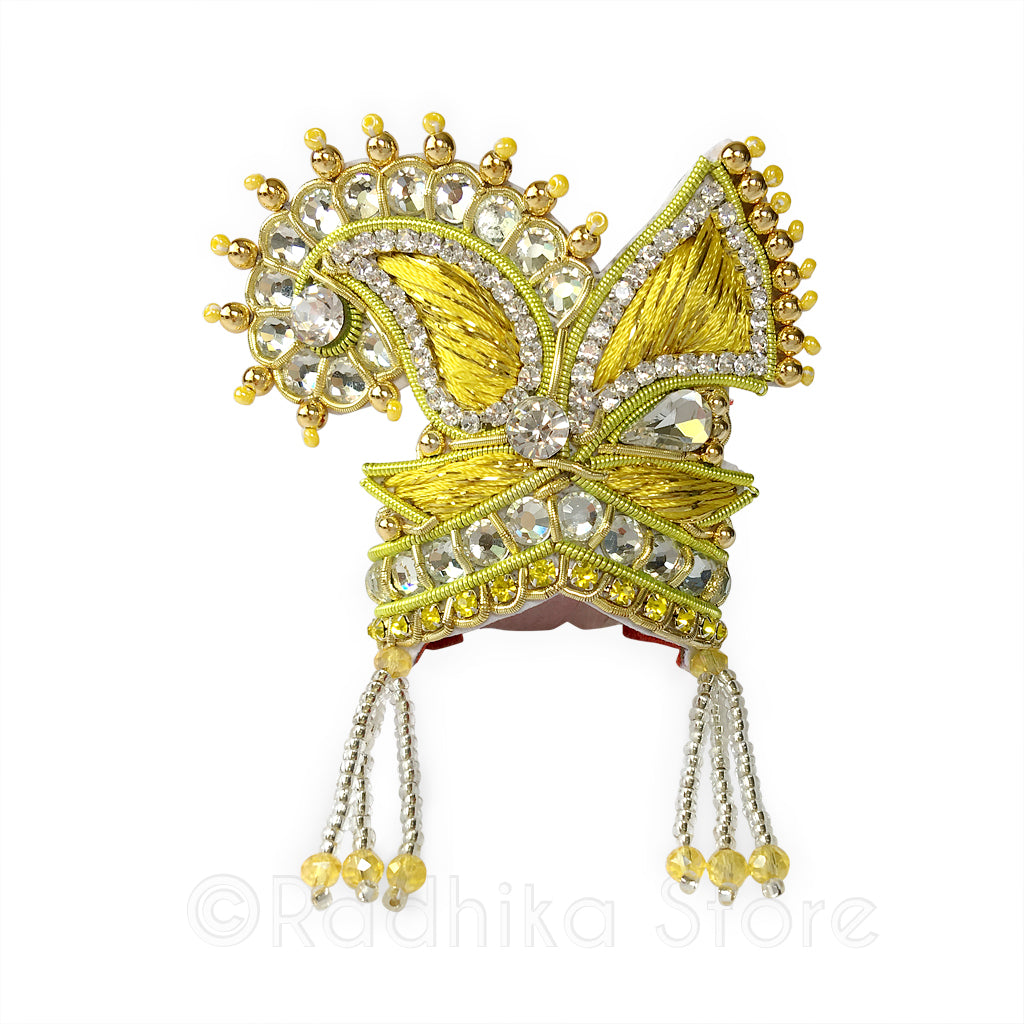 Golden Embroidery Crystal -  Chandrika Fan Crown