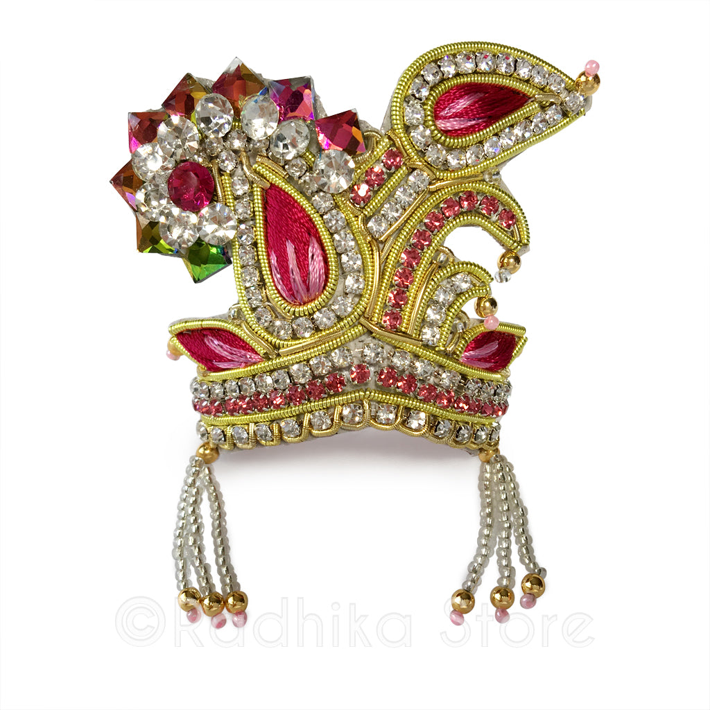 Pink Paisley Peacock  - Rhinestone Crown