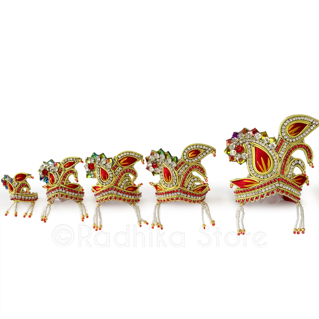 Peacock  Party - Dark Orange and Gold - Rhinestone Crown