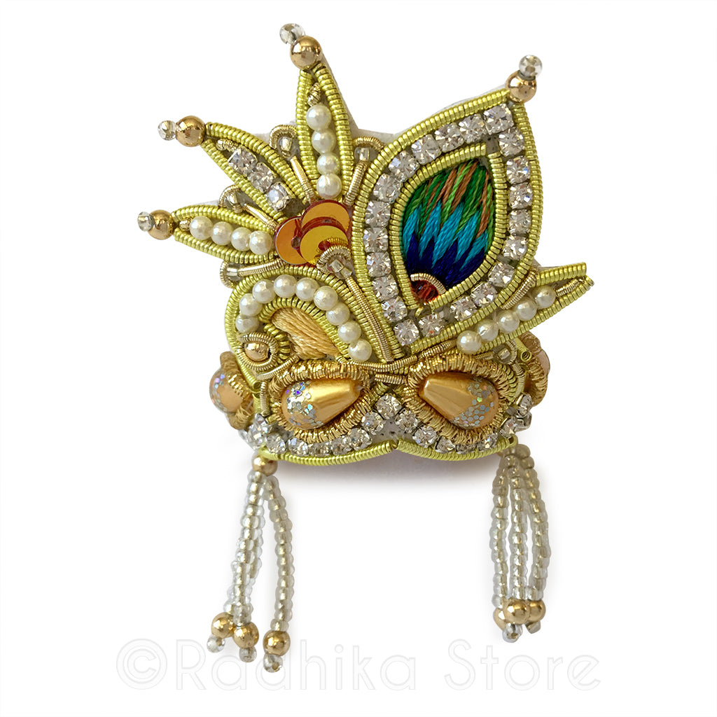 Golden - Peacock Pearl - Rhinestone Crown
