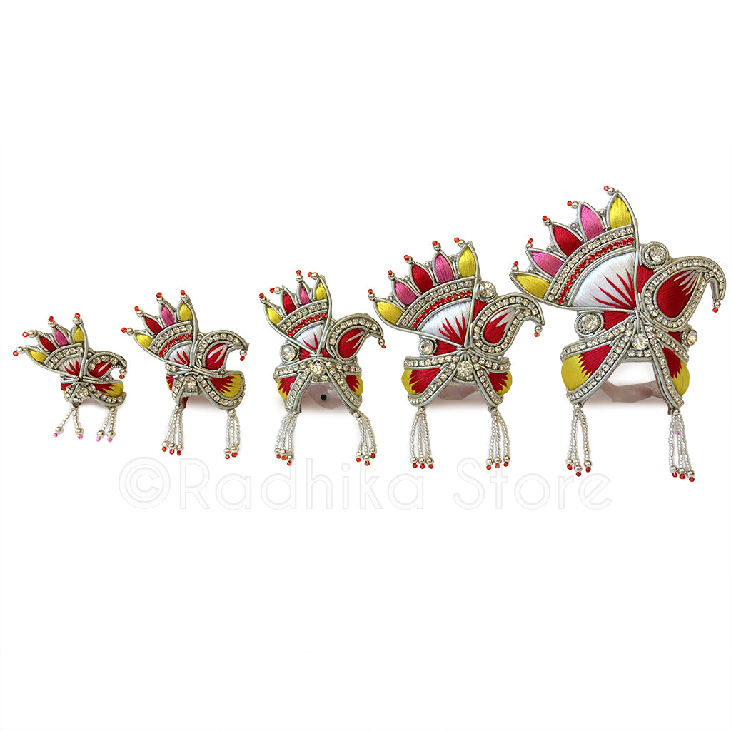 Red Yellow and Pink - Turban Style Rhinestone Crown -