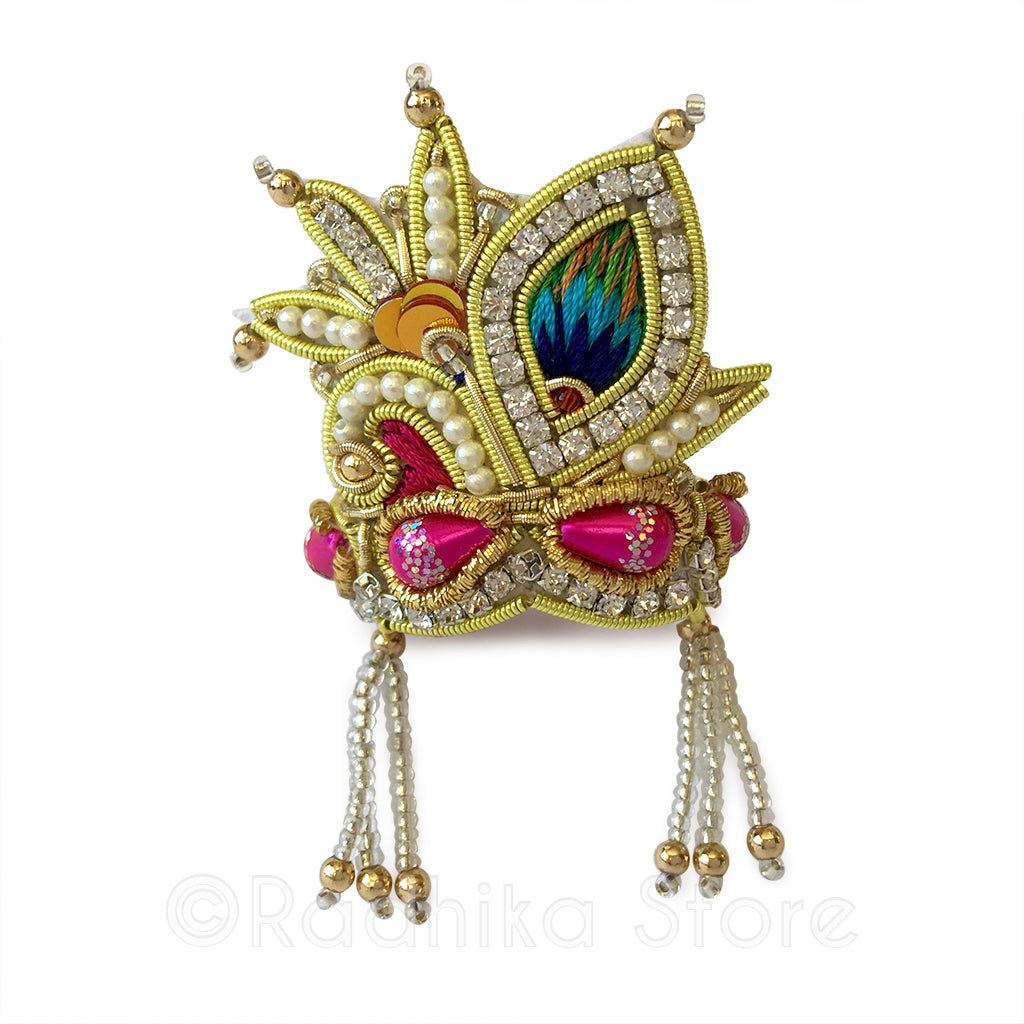Fuchsia - Peacock Pearl - Rhinestone Crown