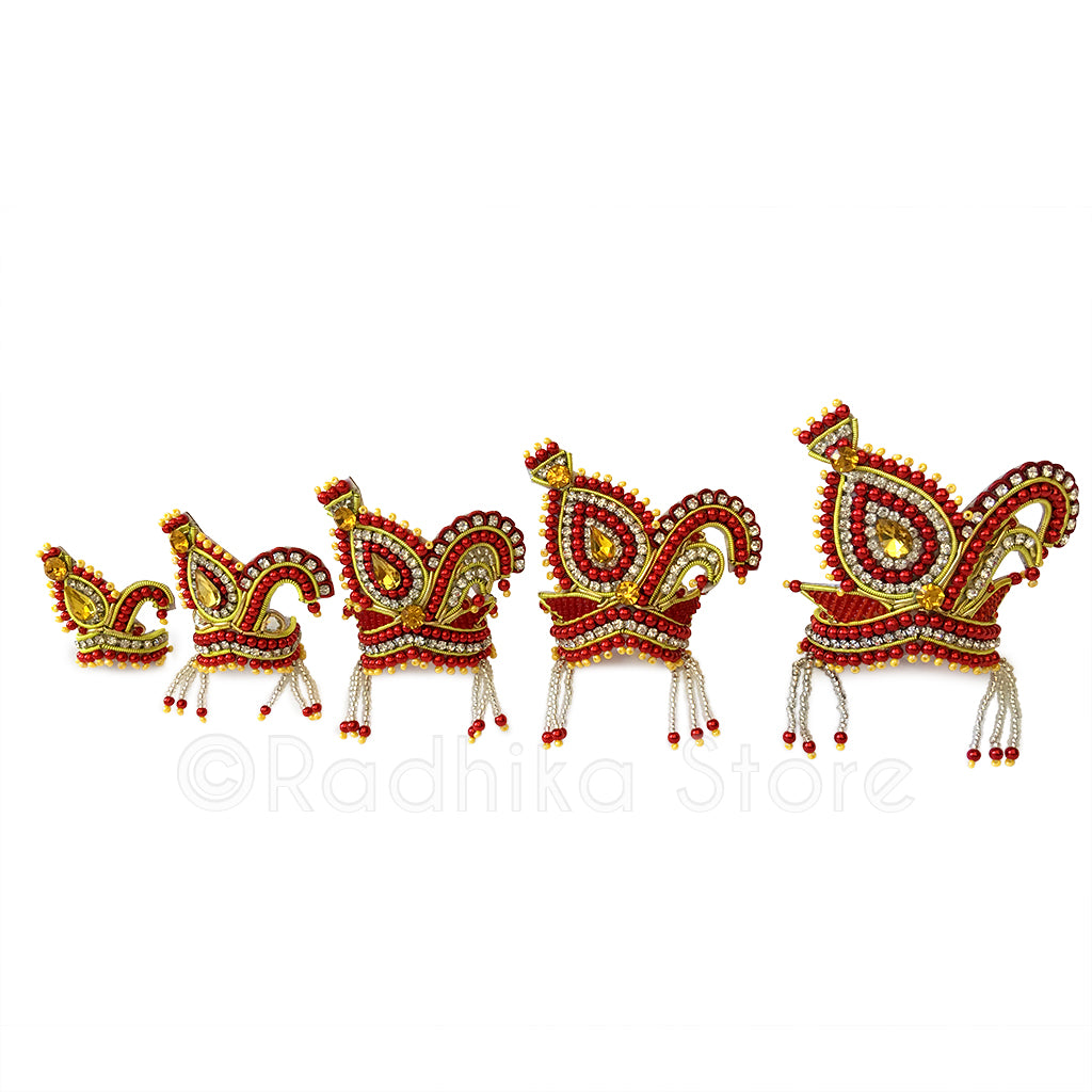 Red and Golden Vrindavan Swan - Rhinestone Crown