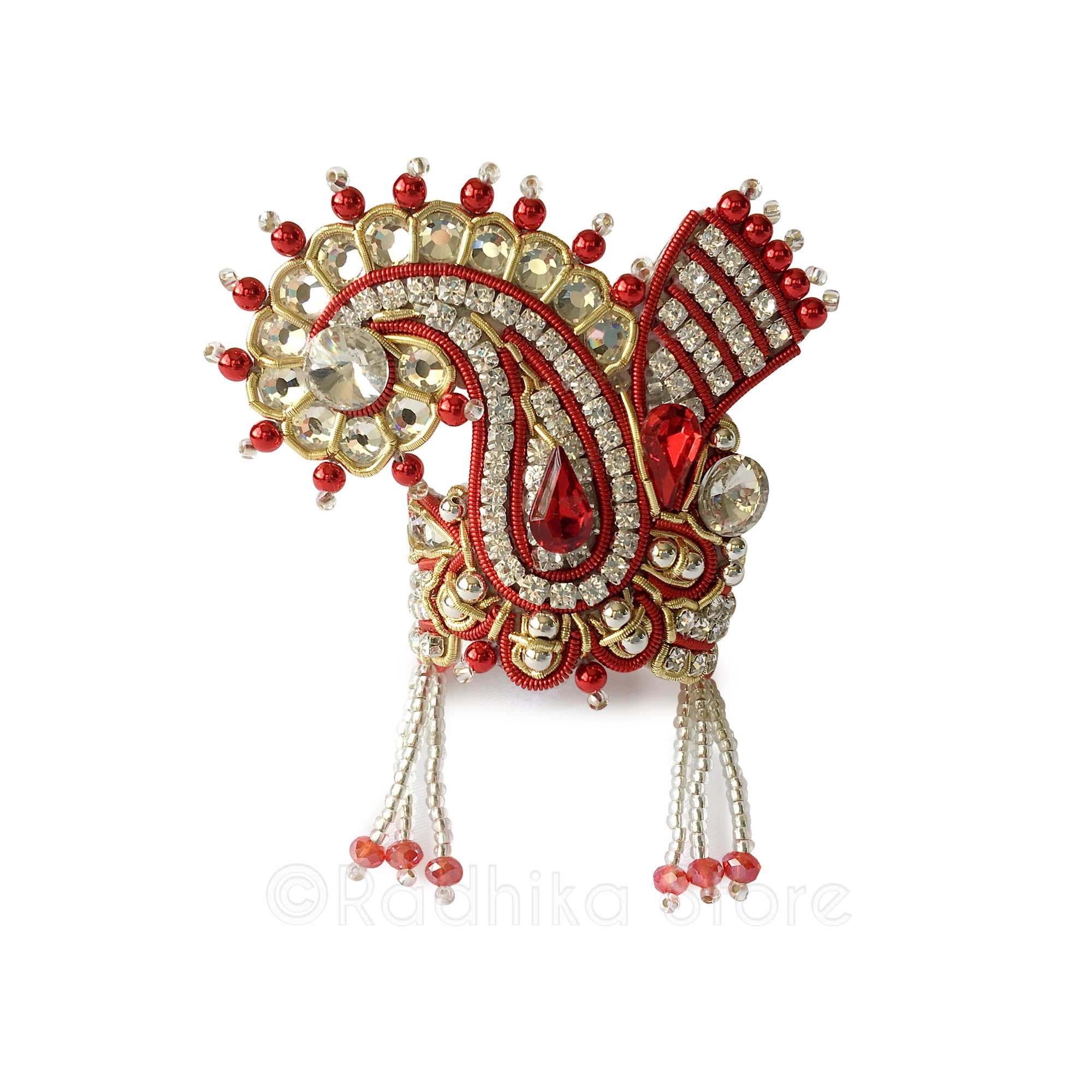 Red and White Crystal - Chandrika Fan Crown