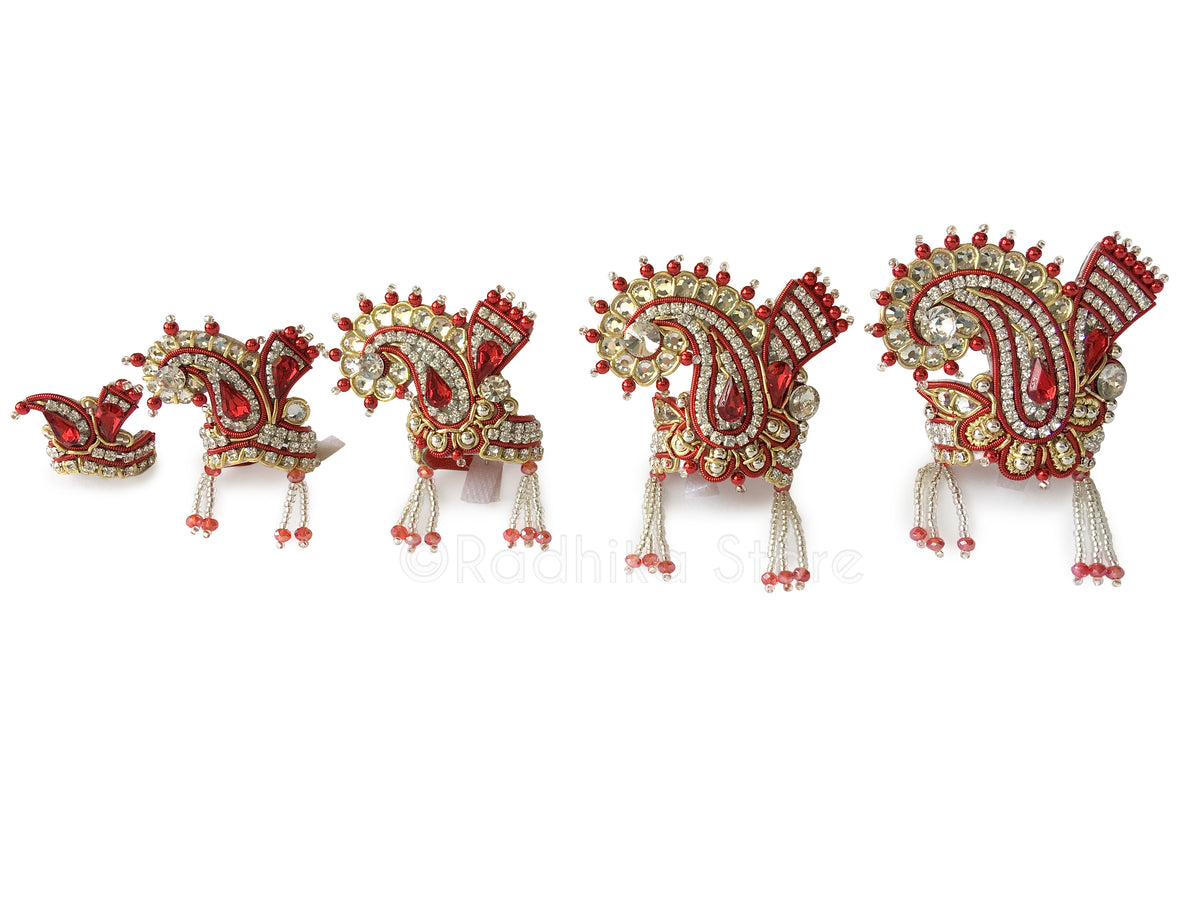 Red and White Crystal - Chandrika Fan Crown