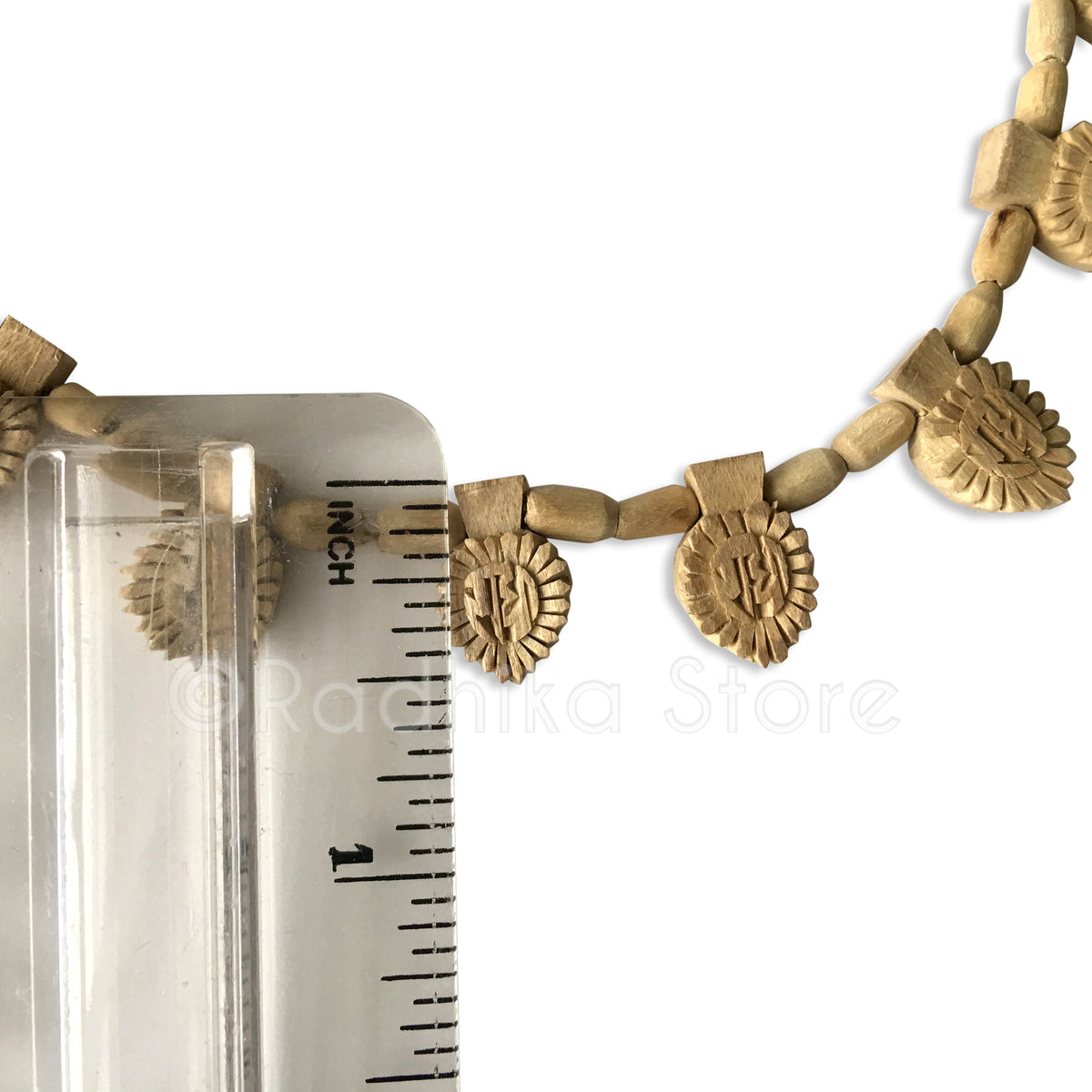 16 Radha Lotus Sanskrit Pendants With Barrel Beads - Tulsi Necklace- 3 Sizes