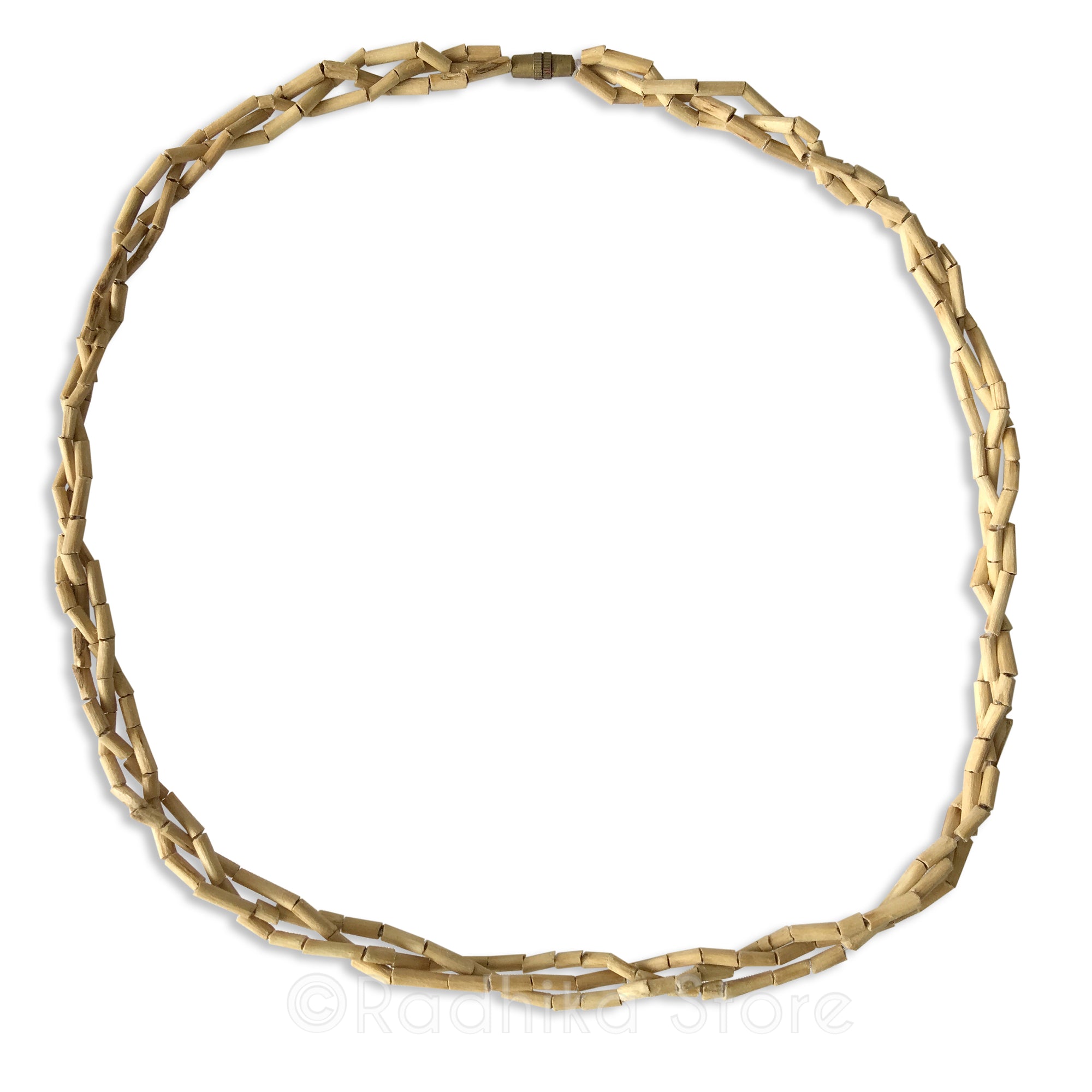 Thin, Long Bead - Braided Tulsi Necklace - 1 Round