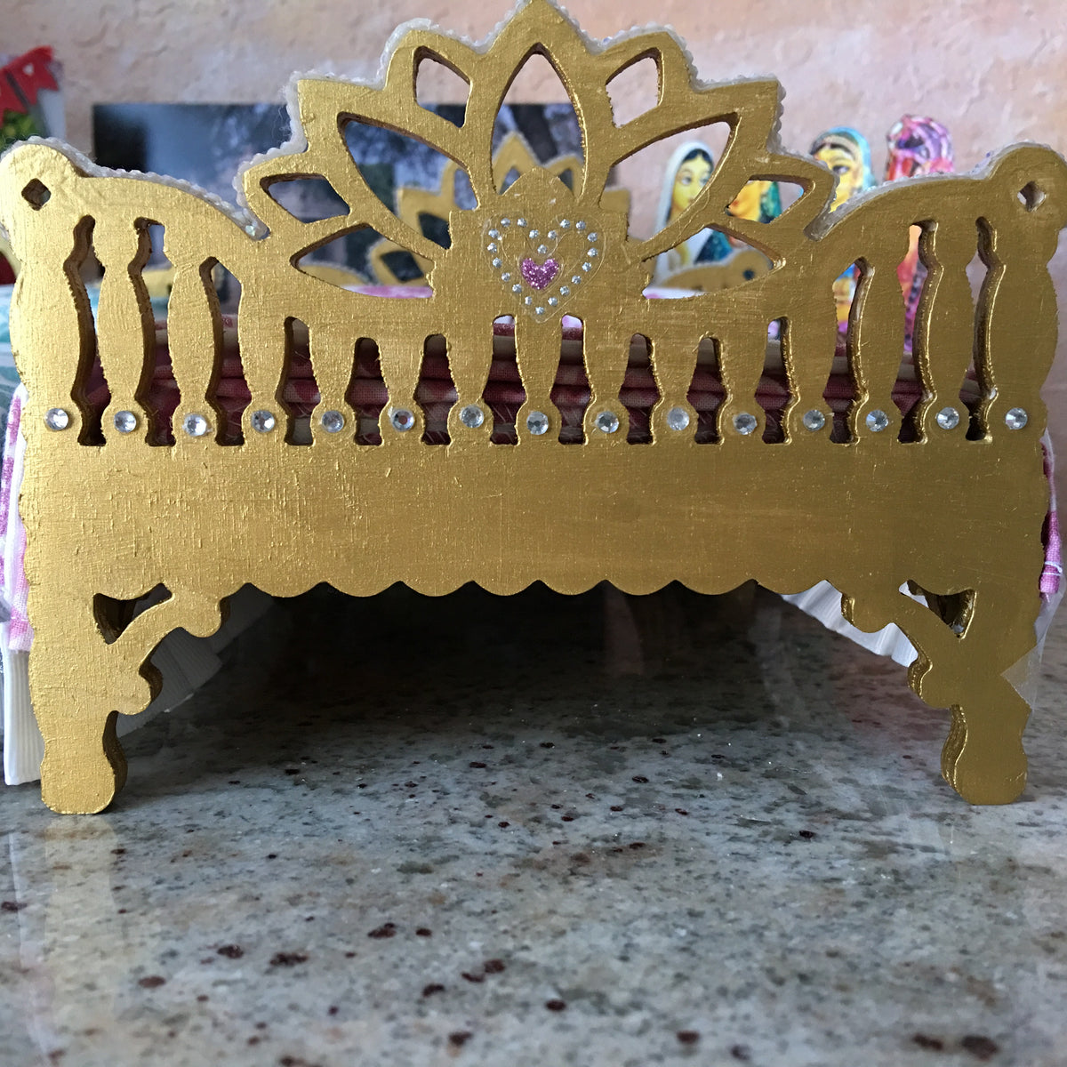 Jeweled Golden Lotus Beds- 7 1/4&quot; Inch (Two Styles to Choose From)