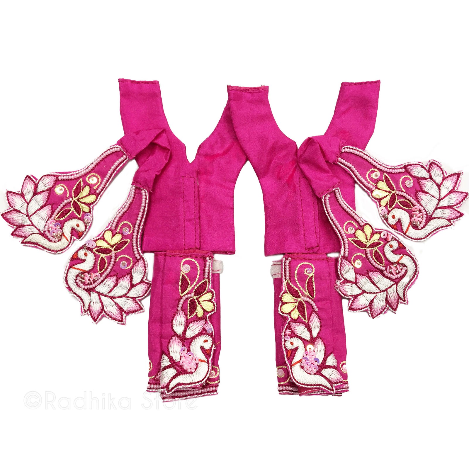 Jahnu Dwipa Swan - Bright Pink and Light Yellow - Gaura Nitai Deity Outfit