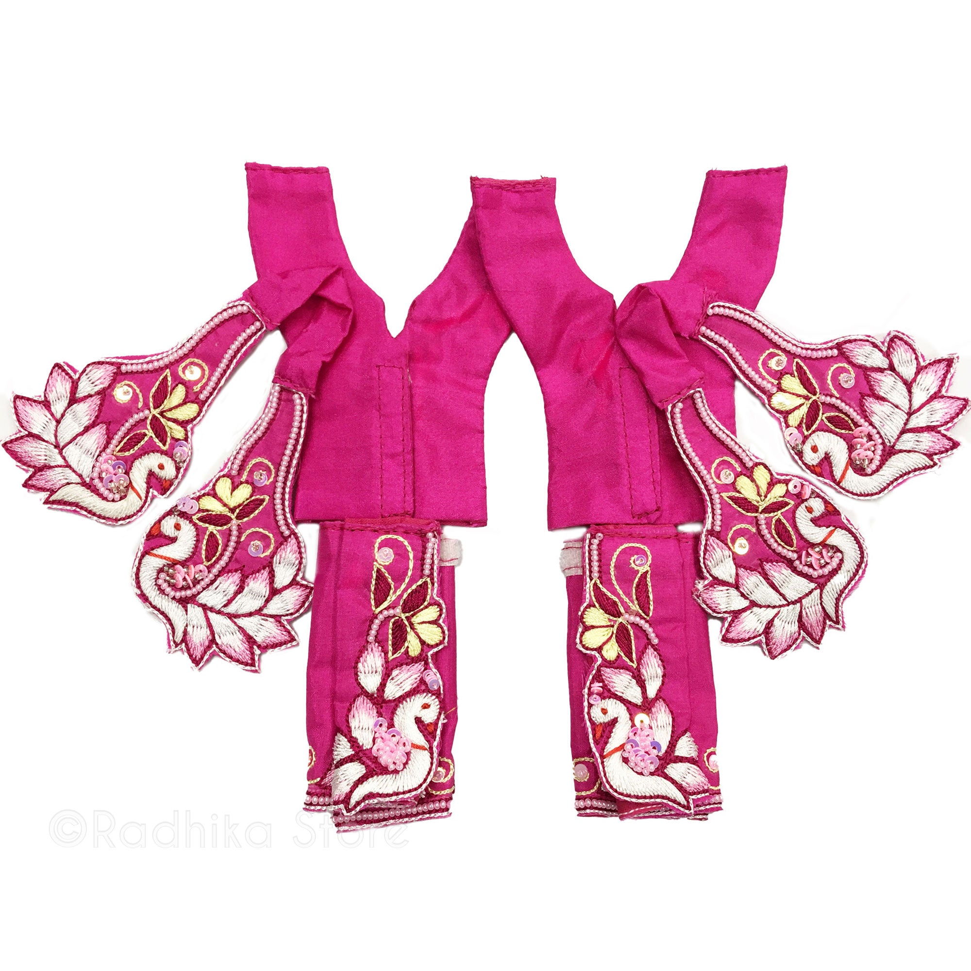 Jahnu Dwipa Swan - Bright Pink and Light Yellow - Gaura Nitai Deity Outfit