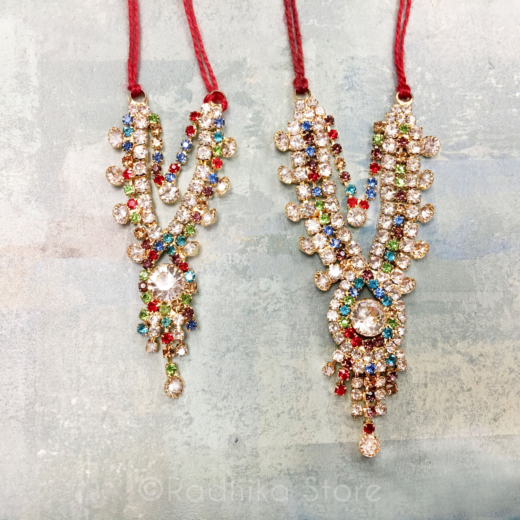 ChicKraft Blue and Silver Rhinestone Layered Metal Acrylic Stone Thread Multi  Color Strand Necklace at Rs 2.15/piece in New Delhi