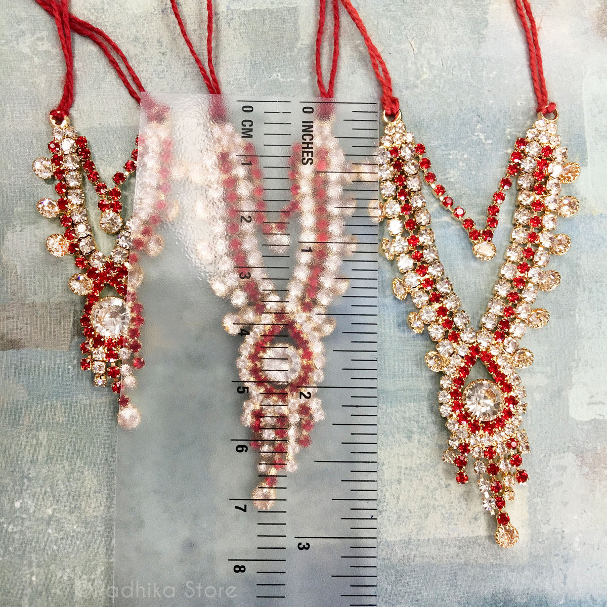 Krishna Prema - Ruby Red - Multi Strand - Rhinestone Deity Necklace