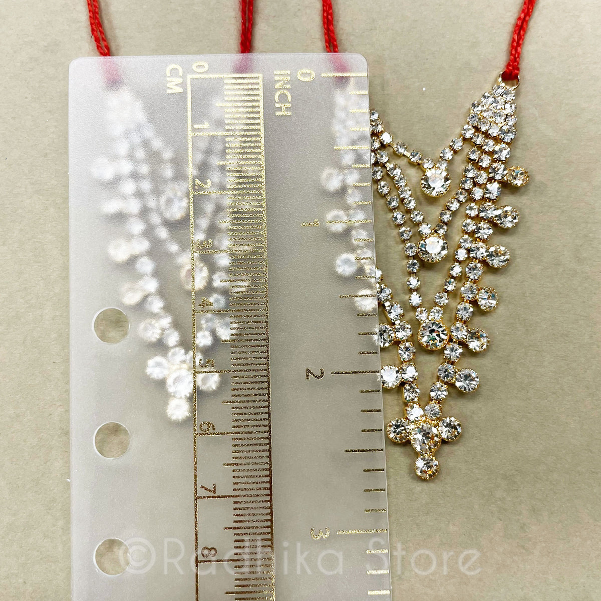 Krishna Dots - Ruby and Diamond - Multi Strand - Rhinestone Deity Necklace