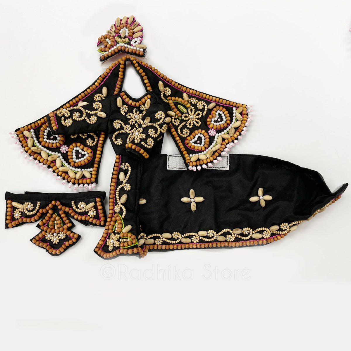 Tulsi Prema - With Sandalwood too - All Silk - Black - Radha Krishna Deity Outfit