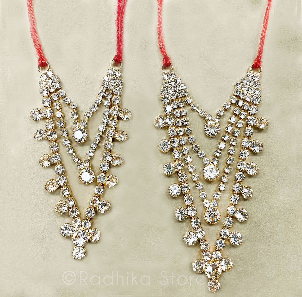 Krishna Dots - Diamond Rhinestones - Multi Strand - Rhinestone Deity Necklace