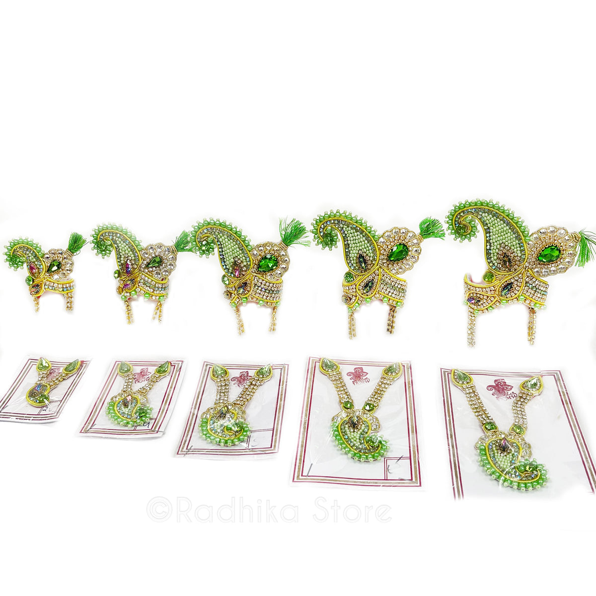 Pavan Sarovara  Kund Green - Deity Crown and Necklace Set