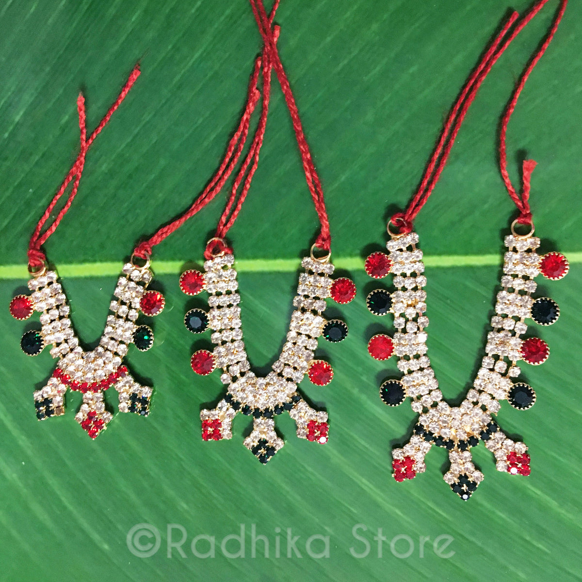 Docks of Kusum Sarovar Emerald Ruby Rhinestone - Deity Necklace