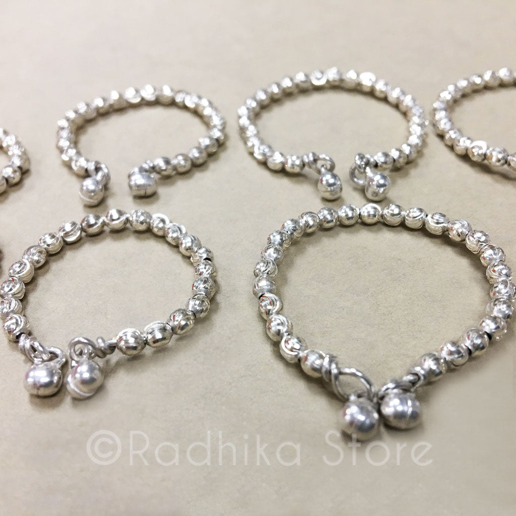 Sparkly Silver Bangles/Ankle Bells Set - 5 Sizes
