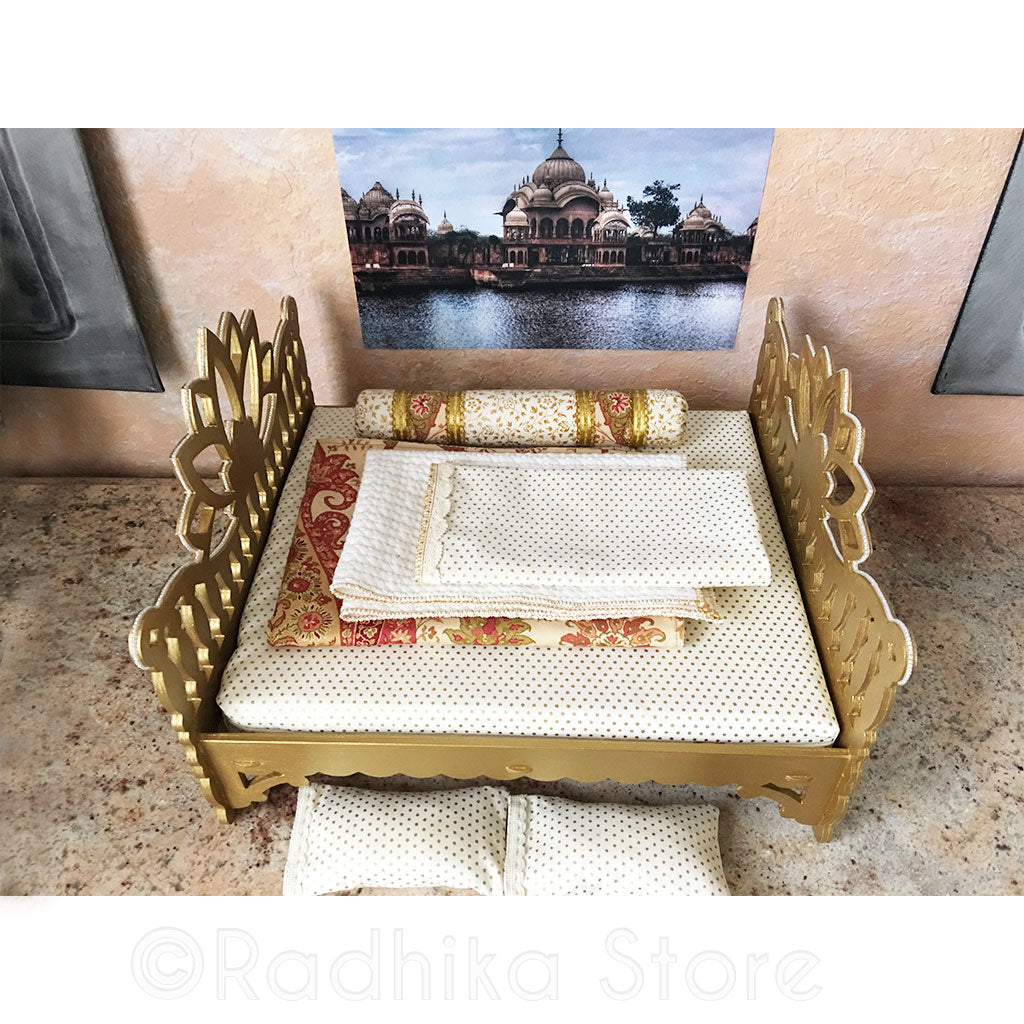 Vrindavan Opulence - Gold Lotus Bed - 14 1/2&quot; Inch