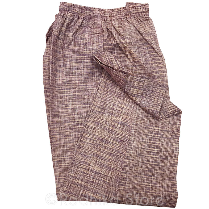 Natural Jute Yogi Pants - Purple/Peach- S, M, L, Xl