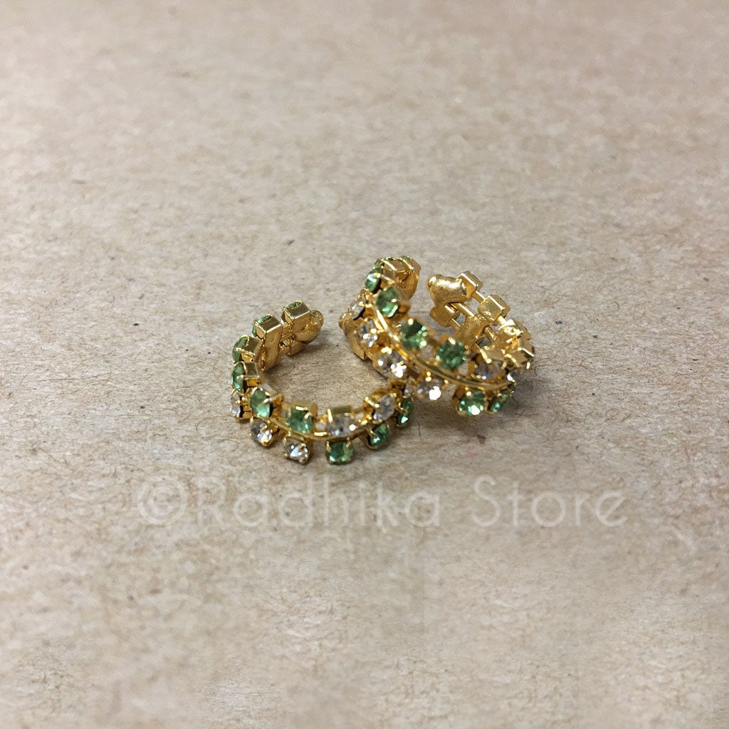 Peridot Green Rhinestone Bangles/Anklets - Set of 2 - 4 Sizes