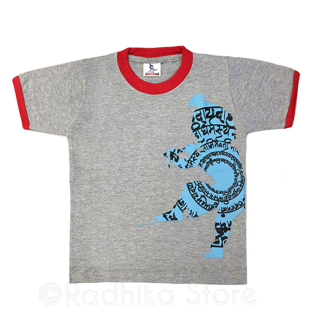 Little Krishna Bg Verse- Gray and Red- Short Sleeve- Choose Size- 3 to 8 Years