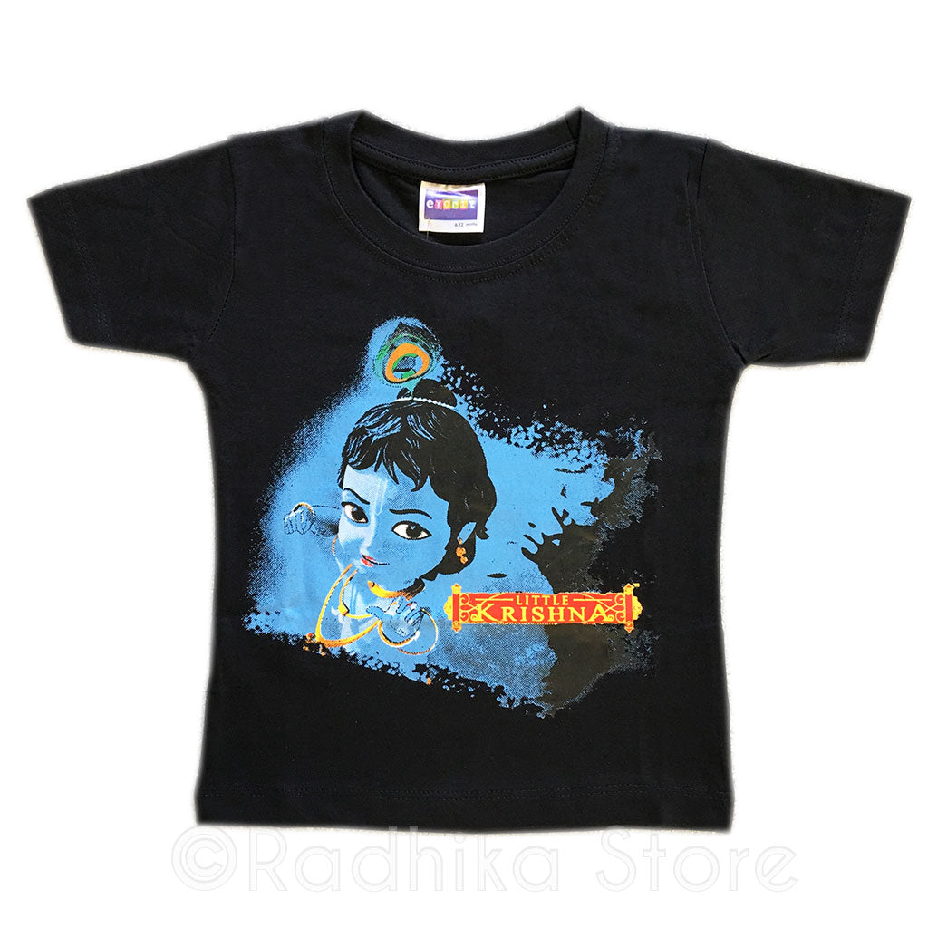 Little Krishna Pow Cobalt - Black-Short Sleeve- Size 6 to 12 Months