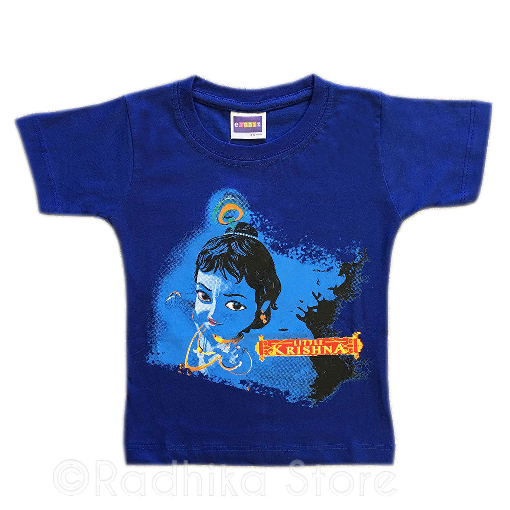 Little Krishna Pow Cobalt - Blue- Short Sleeve- Size 6 to 12 Months