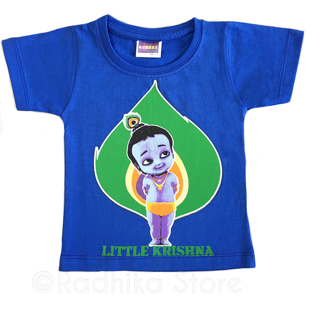 Little Krishna on Peacock Feather Colbolt - Blue-Short Sleeve- Size 6 to 12 Months