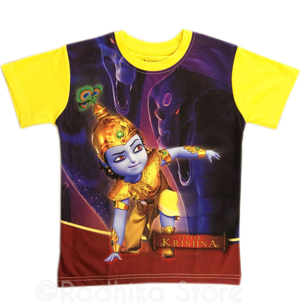 Little Krishna Warrior Yellow Short Sleeve- Choose Size- 2 to 8 Years
