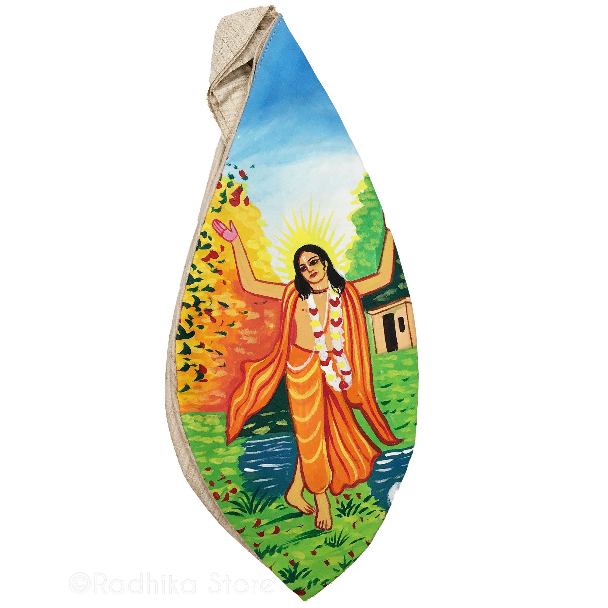 Lord Caitanya Maha Prabhu - Hand Painted - Bead Bag