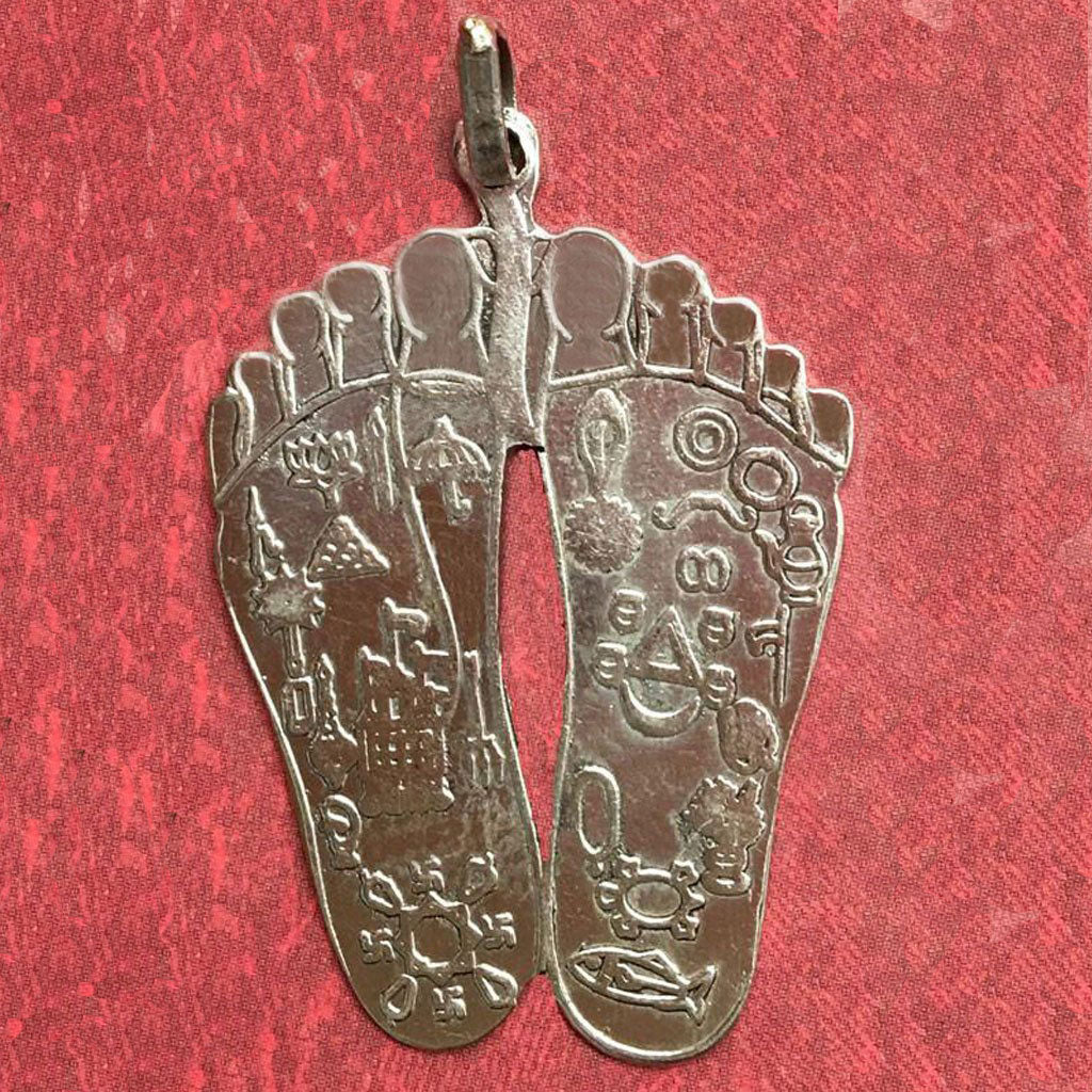 Lord Chaitanya Lotus Feet Silver Pendant